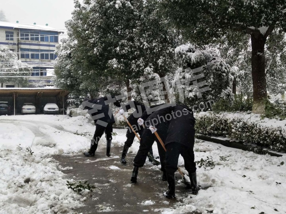 百丈专职网格员扫雪