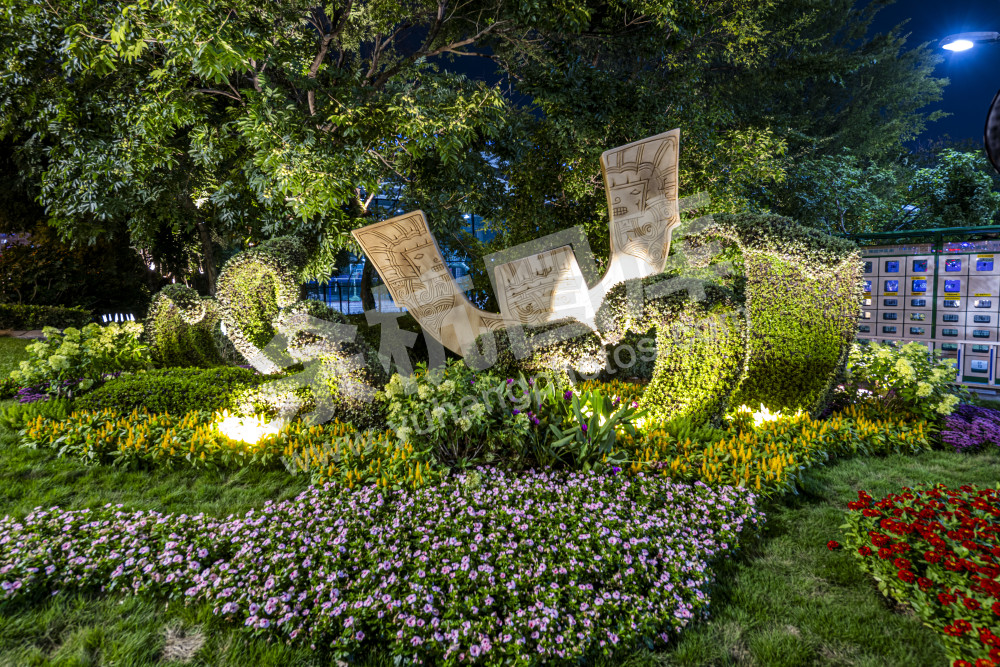 余杭城市亚运花坛夜景
